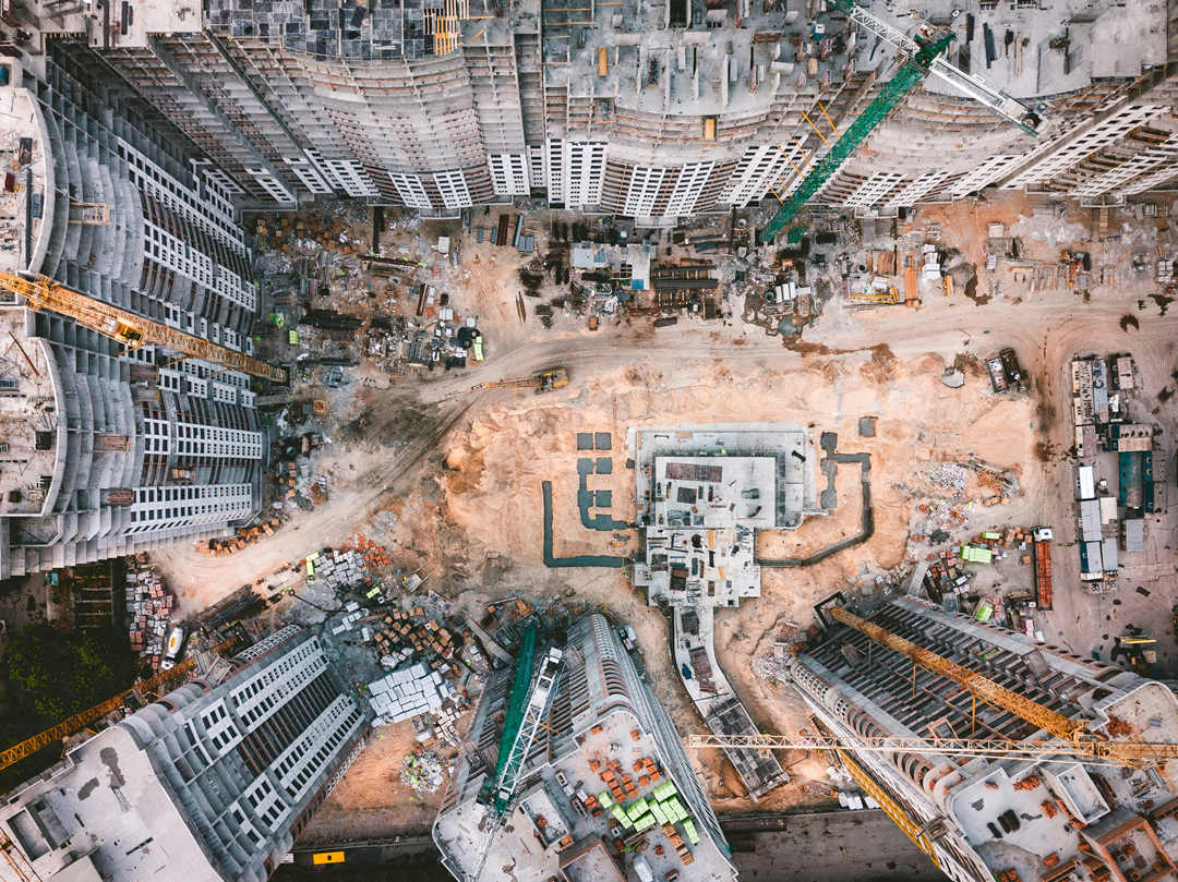 Bird's-eye view of a construction site
