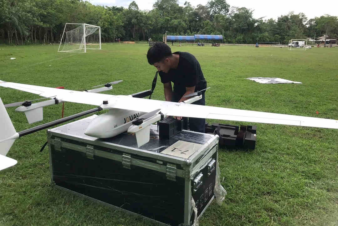 A Systronics technician assembles the JOUAV CW-15